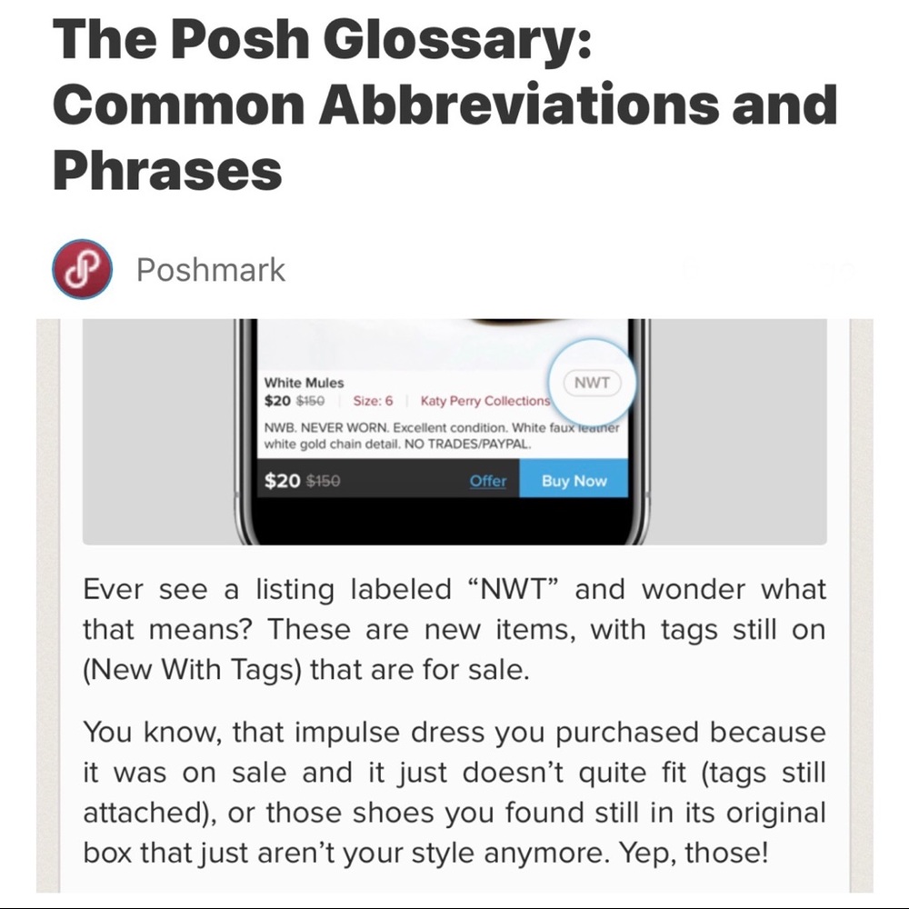 Posh Tips: GLOSSARY